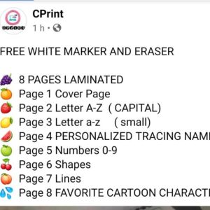 Reusable Worksheets  ( LAMINATED 10 PCS)