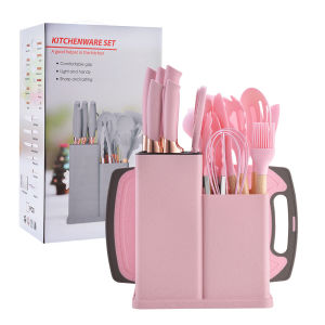 19PCS Kitchen Wares Utensils Cooking Knife Sets Silicone Kitchen Utensil Set Stainless Steel Kitchen Knife Set