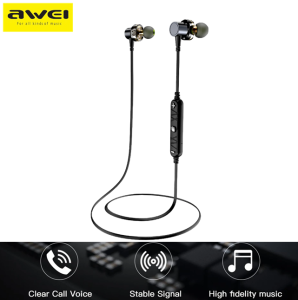 Awei X660BL Super Bass Dual Dynamic Driver Magnetic IPX4 Bluetooth Wireless Sports Earphone with Microphone