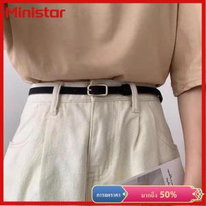 Ministar เข็มขัดหนัง PU สไตล์ฝรั่งเศสย้อนยุคสำหรับผู้หญิงที่ใส่ได้ทั้งชายและหญิงเข็มขัดหรูหราเข็มขัดกางเกงยีนส์สำหรับผู้ชายเข็มขัดบาง
