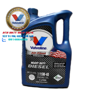Dầu nhớt 15W40 cho động cơ Diesel có Tubo - Valvoline All Fleet Premium 15W40/CI-4/SL - Dầu nhớt Hoa Kỳ nhập khẩu. Thay dầu sau 10000km sử dụng - Can 5 lít tặng 2 viên rửa kính thùng 4 can x 5 lít tặng 20 viên rửa kính.
