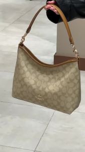 2024 Kous family Laurela Single-shoulder milk tea color monogram solid color crossbody tote bag large capacity hobo bag