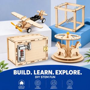 Wood DIY STEM Science Assembly Kit Kids Engineering Building Toy Hands On Educational Model 6+