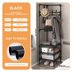 Corner Clothes Hanger Multlfunctional CoatIntegrated Drying Rack Hat Shoe Organizer Shelf