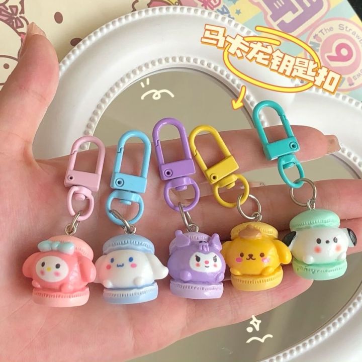 Cute Cartoon Sanrio Melody Kuromi Macaron Color Keychain Pacha Dog ...