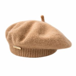 SIXIS Len ấm Mũ đan móc Màu đơn sắc Chống cảm lạnh Mũ Beret Thời trang Nhãn  loại Mũ len Phụ nữ Cô gái