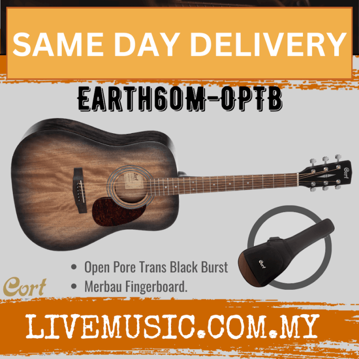 Cort Earth-60M Dreadnought Solid Top Acoustic Guitar With Bag - Open ...