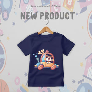 Kaos Anak Laki lakiPerempuan gambar happy dog Usia 1-5 Tahun