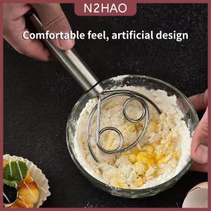 N2HAO Đan mạch bột Whisk thép không gỉ phong cách Hà Lan bánh mì bột tay trộn thép không gỉ xử lý nhà bếp nướng công cụ artisian pha trộn