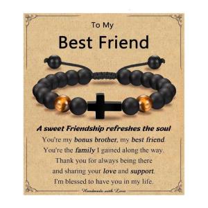 Adjustable Leather Cord Crosses Bracelet for Boys Christening First Communion Gifts Son Godson Grandson Nephew