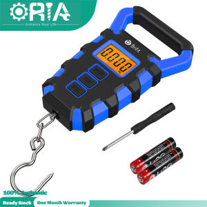 ORIA Digital Weighing Scale 50kg Postal Electronic Digital Luggage Scale Waterproof Fishing Scale Hanging Hook Scale with Measuring Tape