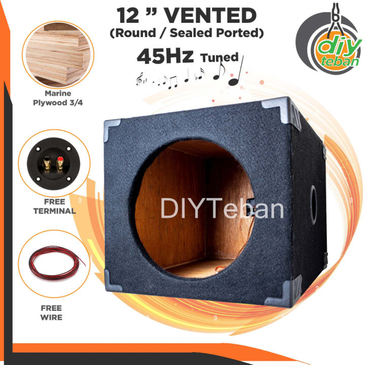 Subwoofer Box 12 Inches, 45hz Tuning, Round Ported Speaker Subwoofer Enclosure Ready to Use