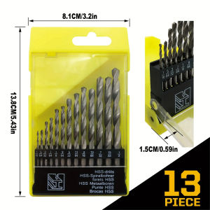 MAB-1SET Mata Bor Besi 1 SET= 13 PCS ( UKURAN 1.5-2-2.5-3-3.2-3.5-4-4.5-4.8-5-5.5-6-6.5 )Berbahan High Speed Steel Dengan Mata Bor Yang runcing Dan Anti Karat