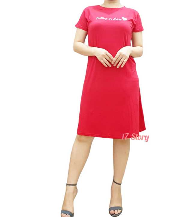 009 Dress Kaos Daster Wanita Polos Selutut Size S M L XL XXL Tipe