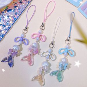 HBESTY Loves Heart Phone Pendant Star Flower Bowknot Tassels Y2k Girl Heart Phone Rope Niche Keychain Handmade Beads Lanyard