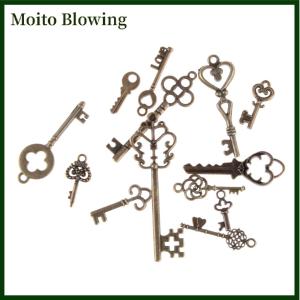 Moito 13pcs Mix Jewelry Antique Vintage Old Look Skeleton Keys Tone Charms Pendants