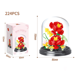 ZHBO Mainan Blok Bangunan Lego Bunga Anyelir DIY Buket Bricks Kotak Tampilan Untuk Dekorasi Desktop