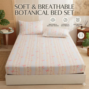 In Stock Minimalist Floral Fitted Sheet Set 3PCS – Soft Presko Breathable | Free Shipping Fast Delivery Add-on Deal #SoftGirlPH