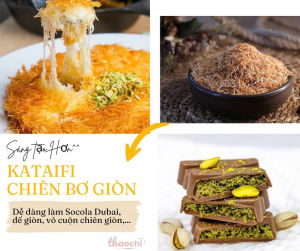 Sợi Kataifi chiên bơ sẵn tiện dụng làm Socola Dubai Cheese Cake siêu nhanh chuẩn vị