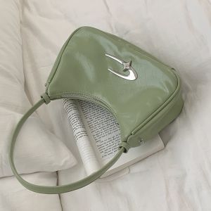IELGY French Niche Silver Underarm Bag Fashion Portable Small Square Bag All-Match Simple Shoulder Bag