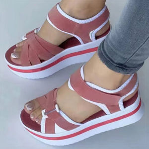 Womens Sandals Mix Color Wedges Heels Sandals Summer 2026 Shoes Woman Heeled Sandals Platform Summer Shoes Women Block Footwear h260609