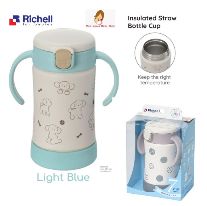 Richell TLI Stainless Steel Straw Bottle Mug 300ml MUM LOVES