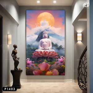 Tranh chủ đề Phật Giáo tranh treo tường tráng gương 5D hoàn thiện sẵn móc tặng đinh treo