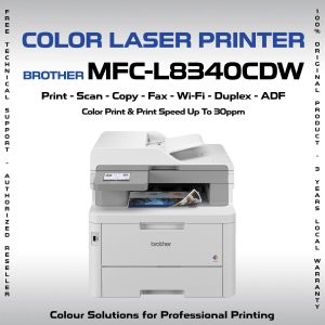Brother MFC-L8340CDW A4 4in1 Color LED Laser Printer | WiFi & Phone Print | Duplex | ADF | 30ppm
