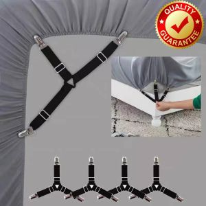 Top Quality Stainless Steel Durable Clippers -- Skadi Beddings Super Practical 3 Side Elastic Clips Non Slip Adjustable Bed Sheet Fixing Buckle Sheet Spenders