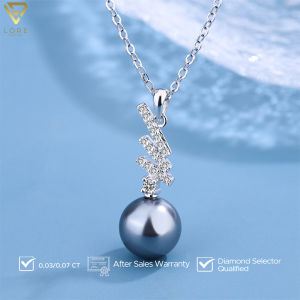 LORE Jewellery - Kalung Moissanite Lapis Emas 18K - Strella Black Pearl Moissanite Necklace 0.03 CT X 17 & 0.07 CT [After Sales Warranty]