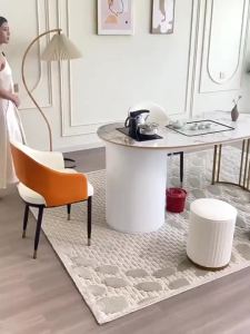 Rock slab tea table and chair combination stone slab office tea table tea table kettle integrated
