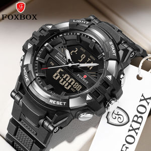 LIGE Sub Brand Foxbox LED Digital Men Watch Military Style Sports Electronic Double Display Date Waterproof Quartz Watch + Box