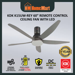 (FREE GIFT) KDK NIKKO K15UW QEY/REY 60" DC Motor Remote LED Celling Fan (Elegant Grey) (1 Year Warranty)