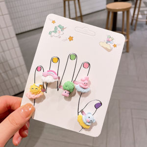 Set 5 nhẫn nhựa cho bé nhẫn đồ chơi dành cho bé gái hoạ tiết hoạt hình đáng yêu BPK011