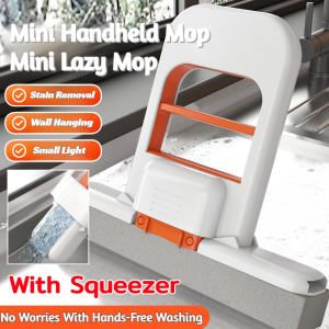 Mini Handheld Mop Mini Lazy Mop With Squeezer Portable Folding Cleaning Squeeze Mop Window Glass Cleaning Tools 迷你桌面懒人小拖把