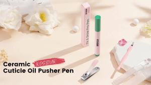 Cuticle Pusher Oil Pen for Nails 3 in 1 Ceramic Cuticle Remover with Oil 45 ° Angled Tip with Lavender Jojoba Sunflower Oils for Dry Damaged Cuticles Growth and Strength Finger and Toenails