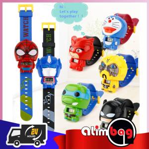 DM Kid Childrens Boy Superhero Cartoon Watch School Kid Deformation Digital Watch Jam Tangan Ironman Avengers Disney Mickey Mini Transformer-Ana