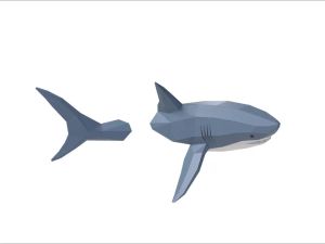 DIY Shark Paper Sculpture - Pre-Cut Paper Parts Kit 3D Wall Art Handmade Wild Animal Figurine Low Poly Decor Gift for Teens & Craft Lovers