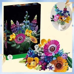 Building Block Flower Bouquet Birthday and Valentines Day Gift Puzzle Assembled