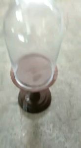 Transparent Glass dome glass cloche with wooden base. As a home decor or transform into hantaran in weddings. Size = (glass dome) =height 49cm diameter 18cm wooden base = height 24cm diameter 18cm  1 set = 1 glass dome + 1 wooden base