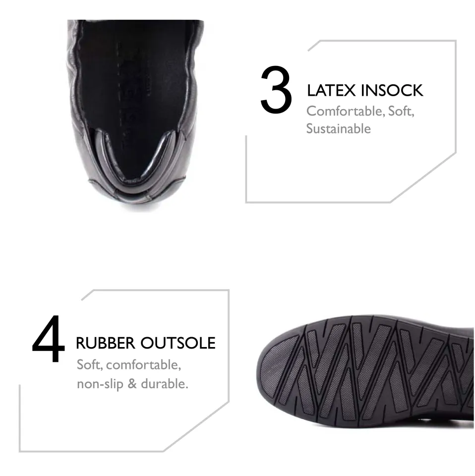 THE FLEXX Mens Leather Slip-On Moccasin Shoes -TF7234-HJ2-1-BLACK - Main Image