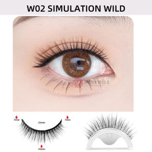 SUNYWILL 1Pair Self-adhesive False Eyelashes No Glue Needed Faux Mink Lashes Extension Curly Thick Eyelash