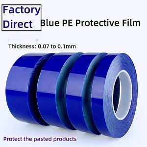 Thickened high viscous 0.07mm/0.08mm PE Blue Protective Film Stainless Steel Aluminum Metal Protective Film Furniture Electrical Appliance Film Glass Acrylic Packaging Film Door and Window Protection Pe Protective Film PE Tape Factory Outlet