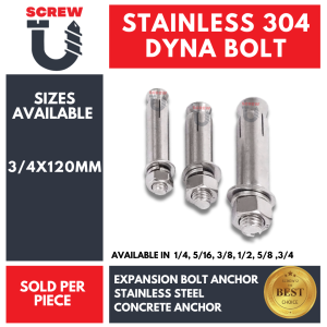 3/4 X 120MM | Stainless 304 Dyna Bolt SS Expansion Bolt Anchor Bolt| SOLD PER PIECE