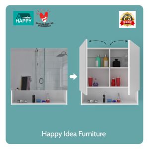 𝗛𝗮𝗽𝗽𝘆 𝗜𝗱𝗲𝗮 - Rak Cermin Wastafel Rak Cermin Toilet Minimalis Cermin Aesthetic Evier BTC60 Kotak P3K Premium Pira