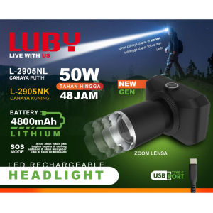 Luby Senter Kepala Zoom L 2905 NL 2906 NL Headlamp Zoom Super Terang Original 50 Watt - SC