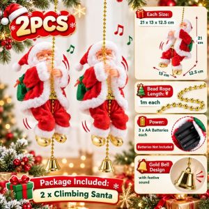 SG Ready Stock Electric Climbing Santa Claus with Music Animated Christmas Decoration Xmas Home Decor Marry Christmas