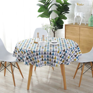 Round Table Cloth Cotton Linen Circular Dining Table Cloth Nordic Style Printed Decorative Tablecloth