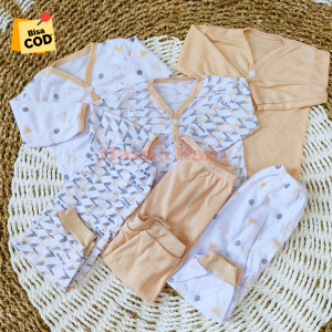 Paket 6Pcs Setelan Baju Bayi Baru Lahir Lengan dan Celana Panjang Baby Newborn Gift Set Seri Coksu- Juragan lebak