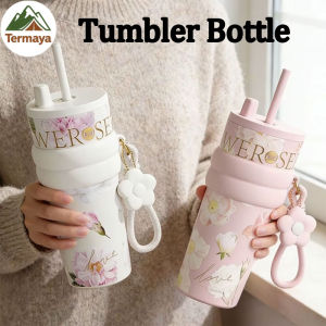 Termaya Insulated Tumbler 710ml Reusable with Lid Straw Stainless Steel Coffee Tumbler Sports Bottle for Hot Cold Tea Juice